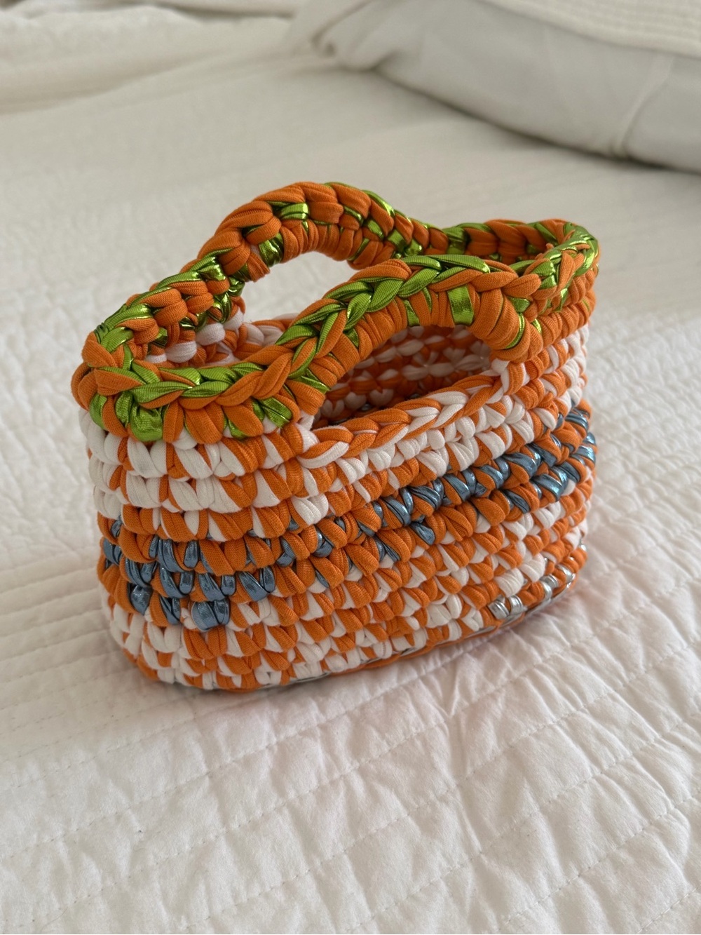 multi color crochet bag
